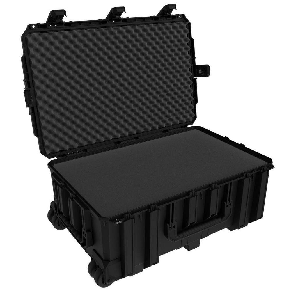 Seahorse 31.9 in. L x 21.1 in. W x 13.2 in. H Black Large Rolling Watertight Tool Case with Foam SE1235FBK