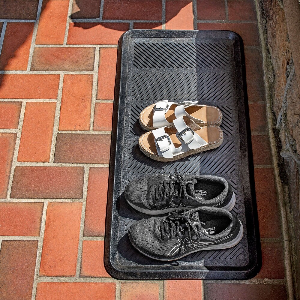 Mohawk Home Black Rubber Boot Tray Utility Mat 1' 4\