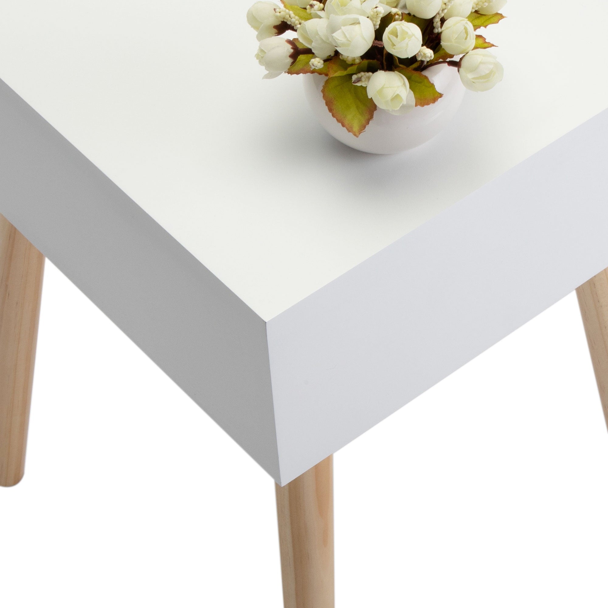 Nightstand Set of 2, White Nightstand High Foot with and Drawer, Side Tables End Table for Living Room Bedroom