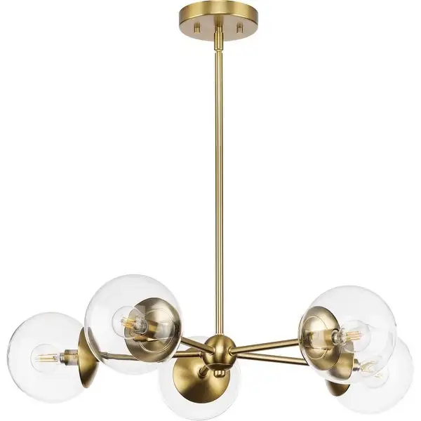 Atwell Collection Five-Light Brushed Bronze Mid-Century Modern Chandelier - 28 in x 28 in x 5.87 in Shopping - The Best Deals on Chandeliers