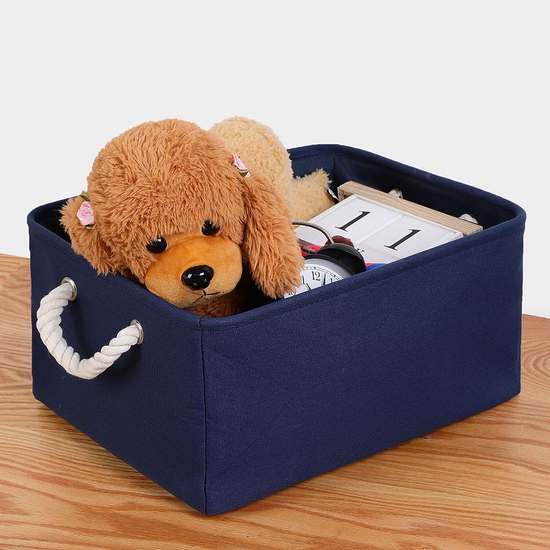 Foldable Storage Basket， Fabric Collapsible Clothes Box with Handles M