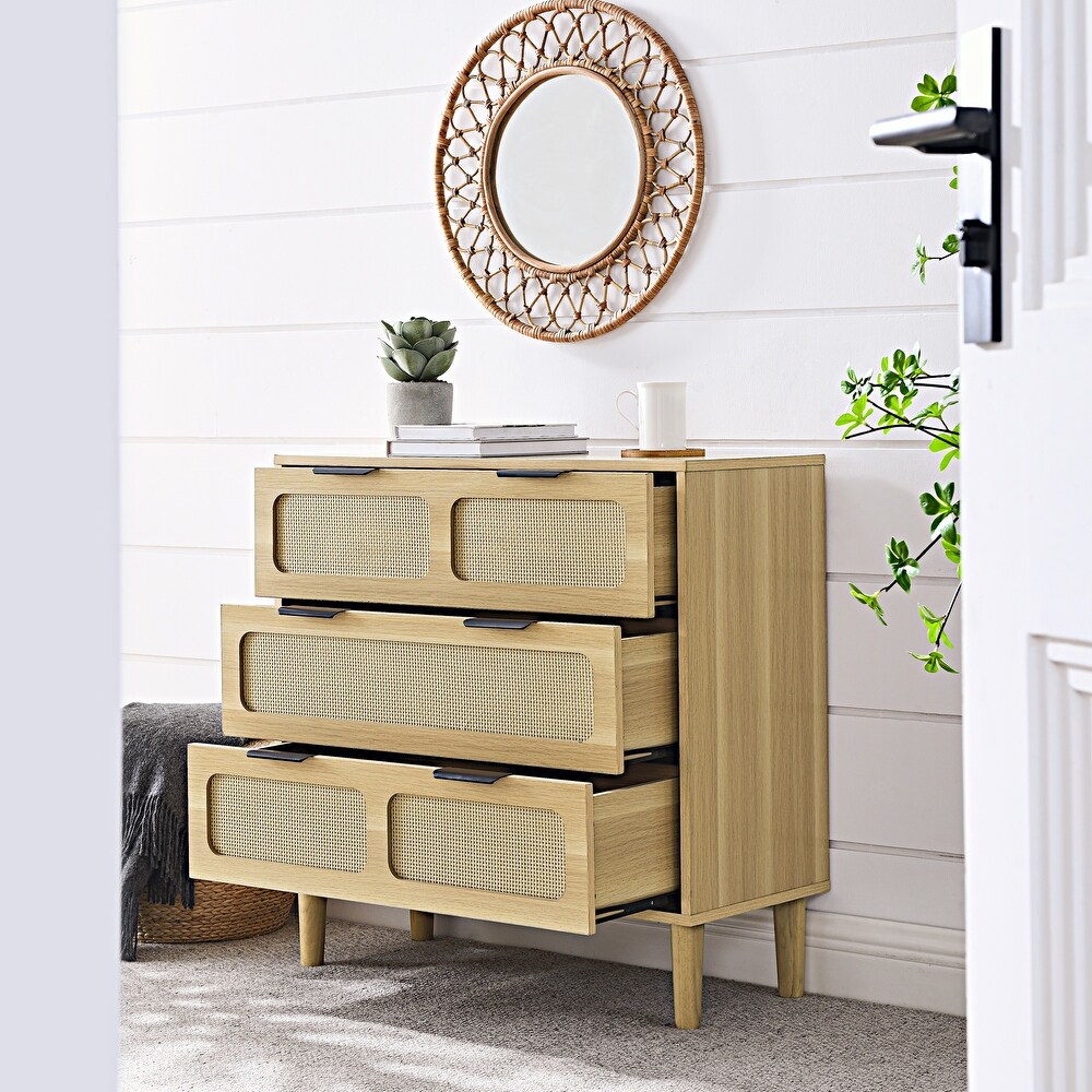 Rattan Dresser Cabinet with 3 Drawers