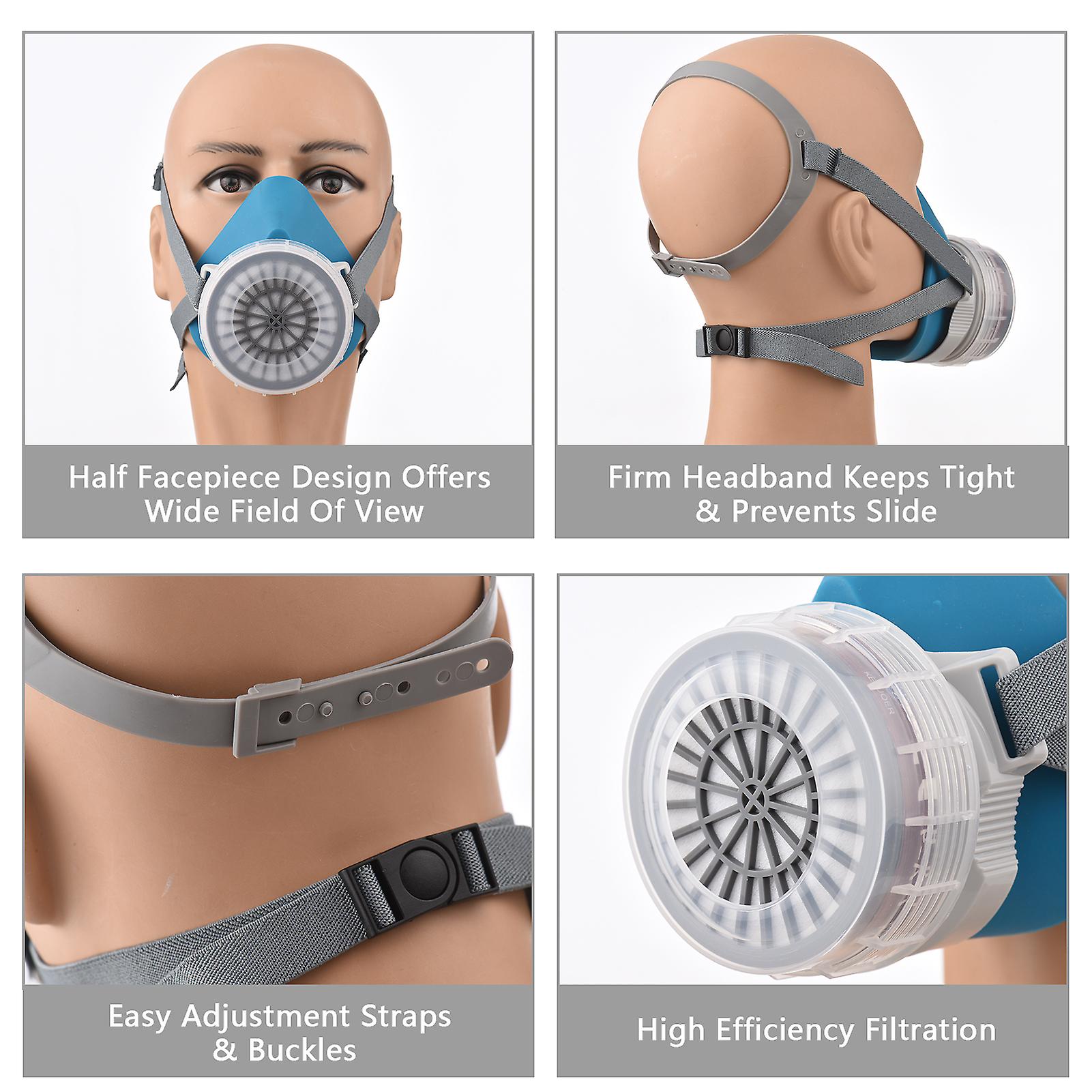 Reusable Respirator Half Facepiece Gas Mask Breathing Protection Respirators For Painting Welding Polishing Woodworking And Other Work Protection No.2