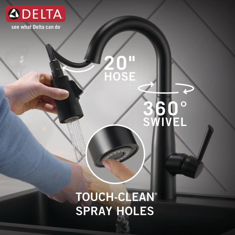 Delta Essa Single-Handle Bar Faucet with MagnaTite Docking in Matte Black 9913-BL-DST