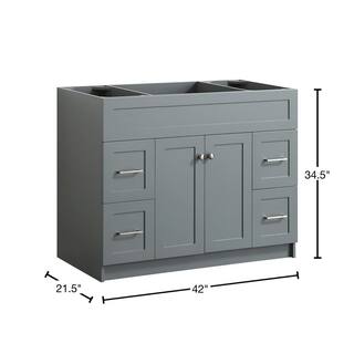 ARIEL Hamlet 42 in. W x 21.5 in. D x 33.5 in. H Bath Vanity Cabinet Only in Gray F043S-BC-GRY