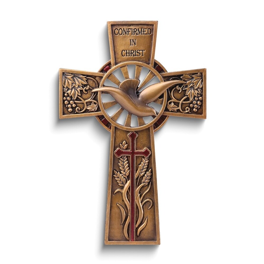 Curata Confirmed in Christ Stone Resin Wall Cross 5x7.6\