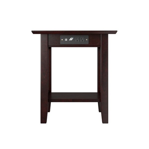 Mission Solid Wood End Table with USB Charger Set of 2