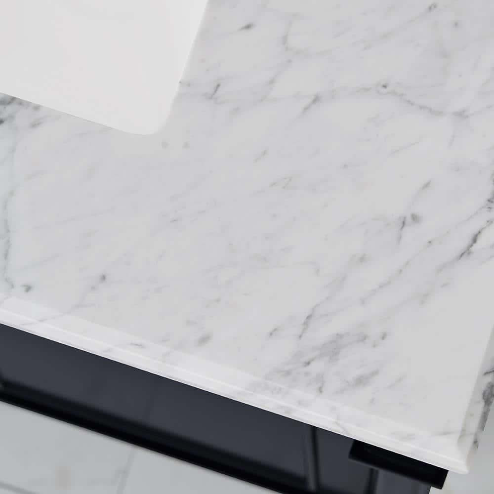 Home Decorators Collection Aberdeen 36 in W x 22 in D x 345 in H Bath Vanity in Black with White Carrara Marble Top