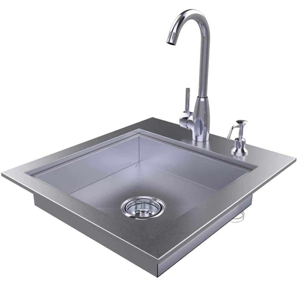 Sunstone Designer 20.5 in. W x 22.25 in. D x 5 in. Stainless Steel Build-In Sink with Cover and Faucet ADA Compliant ADASK20