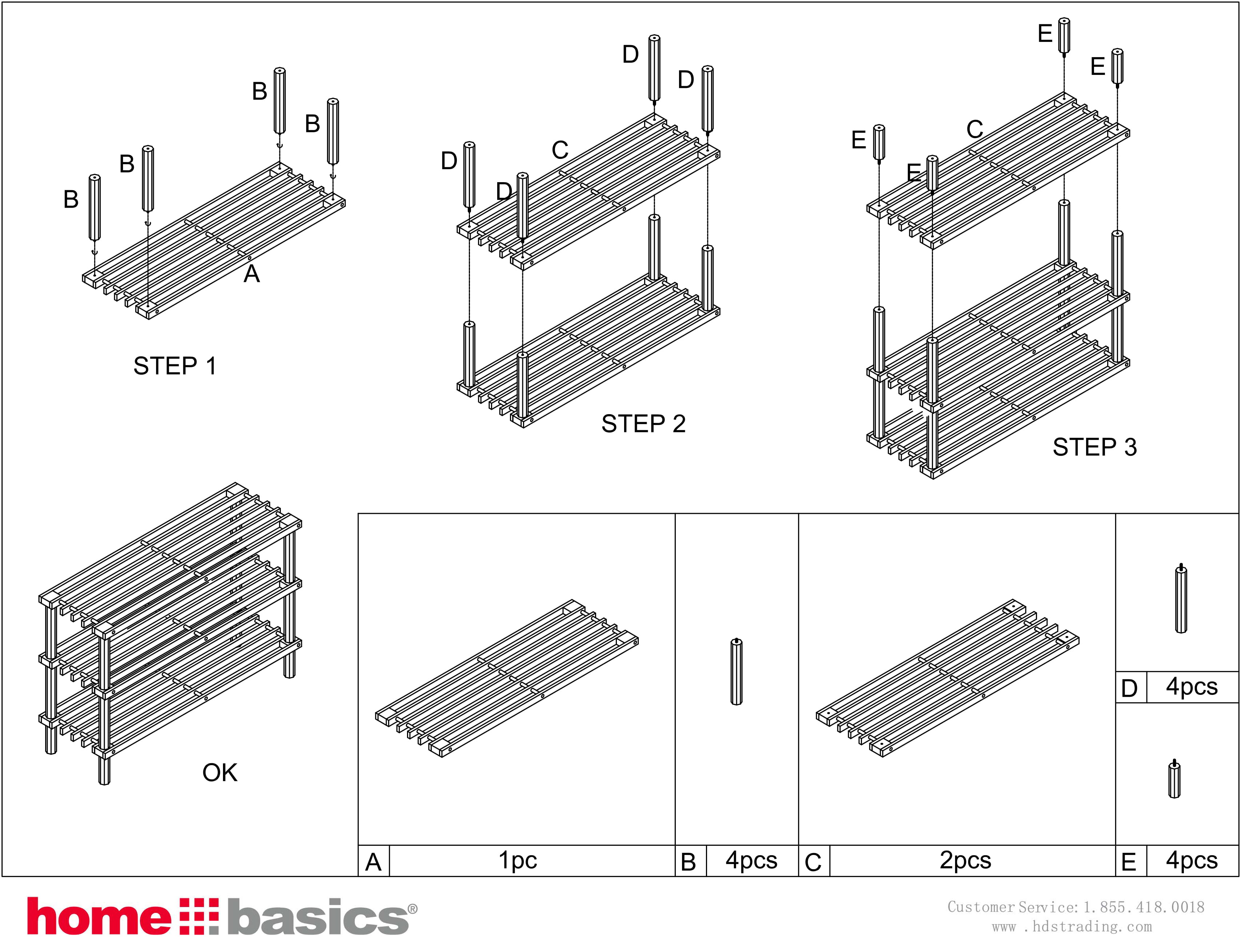 Home Basics 3 Tier Wooden Shoe Rack