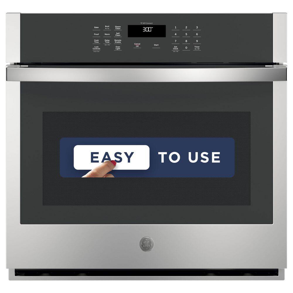 GE 30 in. Smart Single Electric Wall Oven Self-Cleaning in Stainless Steel JTS3000SNSS