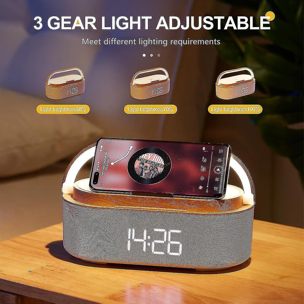 Digital Alarm Clock Radio With Bluetooth Speaker，night Light， Wireless Charger， Dual Speaker，adjust