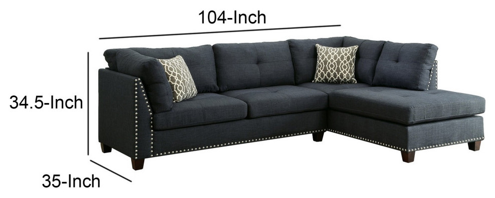 Sectional Sofa With Ottoman And Nailhead Trim  Blue   Transitional   Sectional Sofas   by VirVentures  Houzz