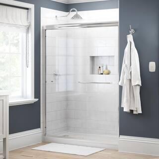 Delta Simplicity 60 in. x 70 in. Semi-Frameless Traditional Sliding Shower Door in Chrome with Clear Glass 1117876