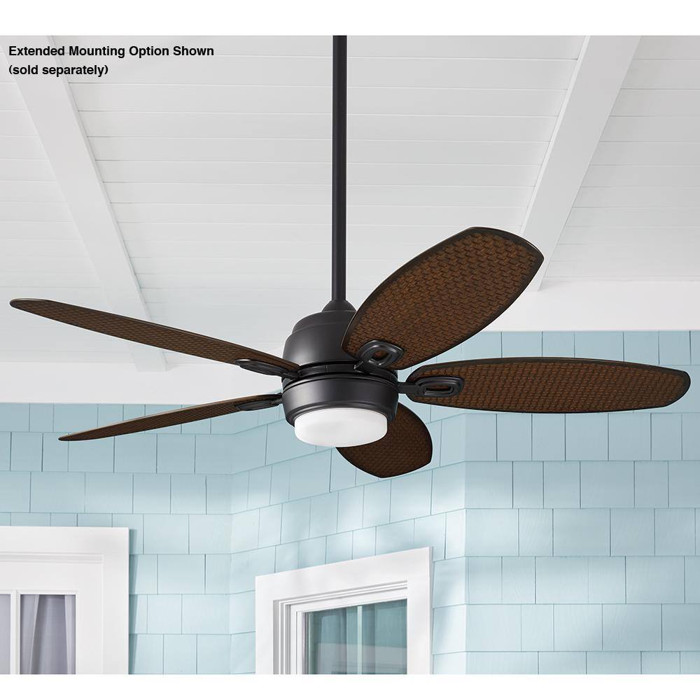 Home Decorators Collection Daniel Island 52 in. White Color Changing Integrated LED Outdoor Matte Black Ceiling Fan with Light Kit and Remote 52179