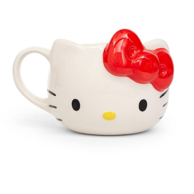 Silver Buffalo Hello Kitty Red Bow Ceramic 3d Molded Mug Holds 22 Ounces