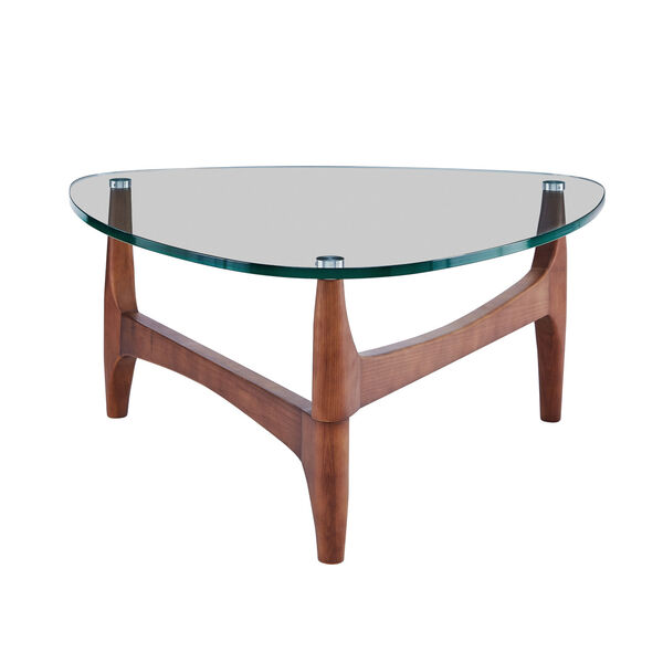 Ledell Clear and Walnut 35-Inch Coffee Table