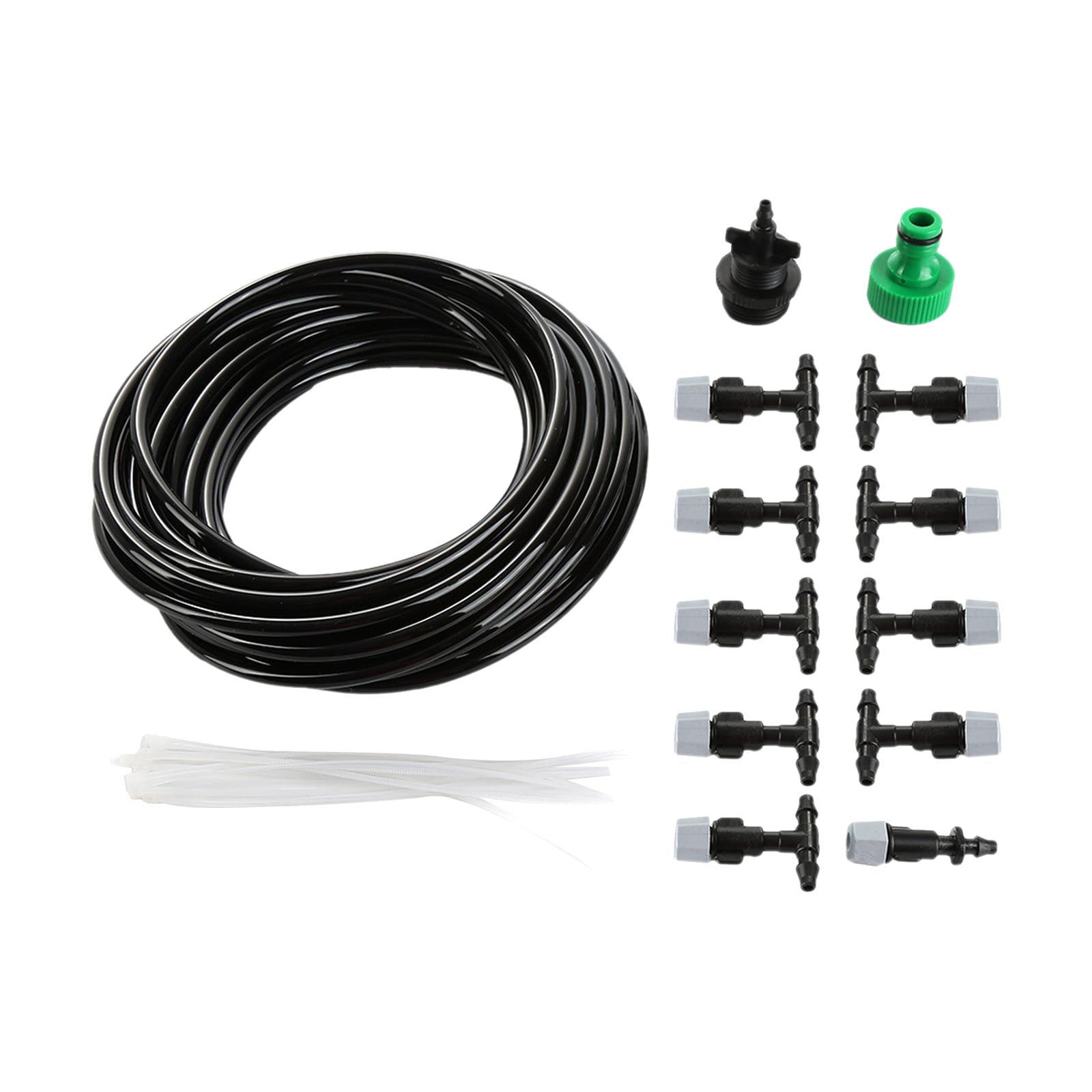 10M32.8FT DIY Misting Irrigation Kit with Hose Nozzles Quick Connectors Self-Watering System Distribution Tubing for Plants Greenhouse Patio Lawn Flower Beds