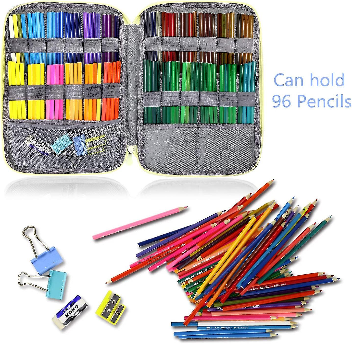 96 Slots Student Pencil Case Pencil Case Large Capacity Pen Holder With Zipper For Prismacolor Watercolor Pencils Gel Pens