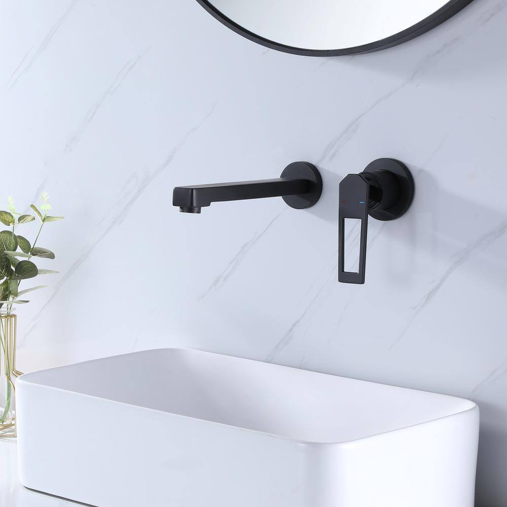 Hlihome Single-Handle Wall Mounted Bathroom Faucet in Matte Black RBDK-0894-MB