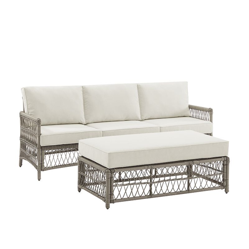 Crosley Thatcher Outdoor Wicker Sofa and Coffee Table 2-pc. Set