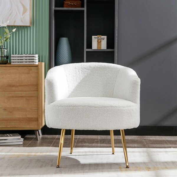 Fabric Armchair Accent Tub Barrel Chair with Gold Metal Legs