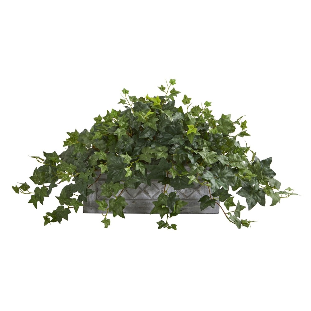 Puff Ivy Artificial Plant in Stone Planter   h: 20 in. w: 40 in. d: 12 in