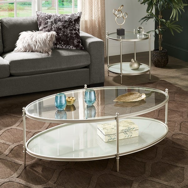 Ximena Champagne Silver Metal and Glass End Table by iNSPIRE Q Bold