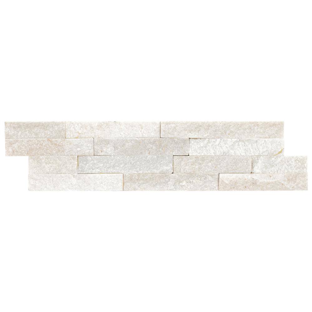 MSI Arctic White Ledger Panel 6 in. x 25.52 in. Textured Marble Stone Look Wall Tile (6 sq. ft.Case) LPNLQARCWHI624C