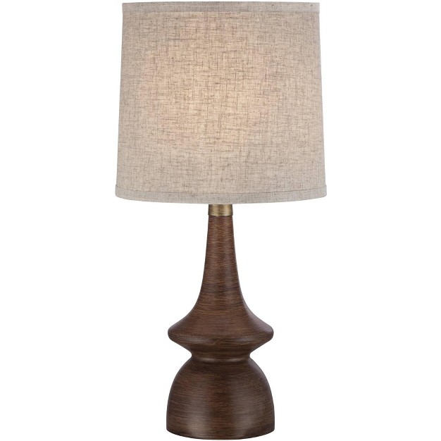 High Walnut Faux Wood Brown Off White Linen Drum Shade For Bedroom Living Room House Bedside Office