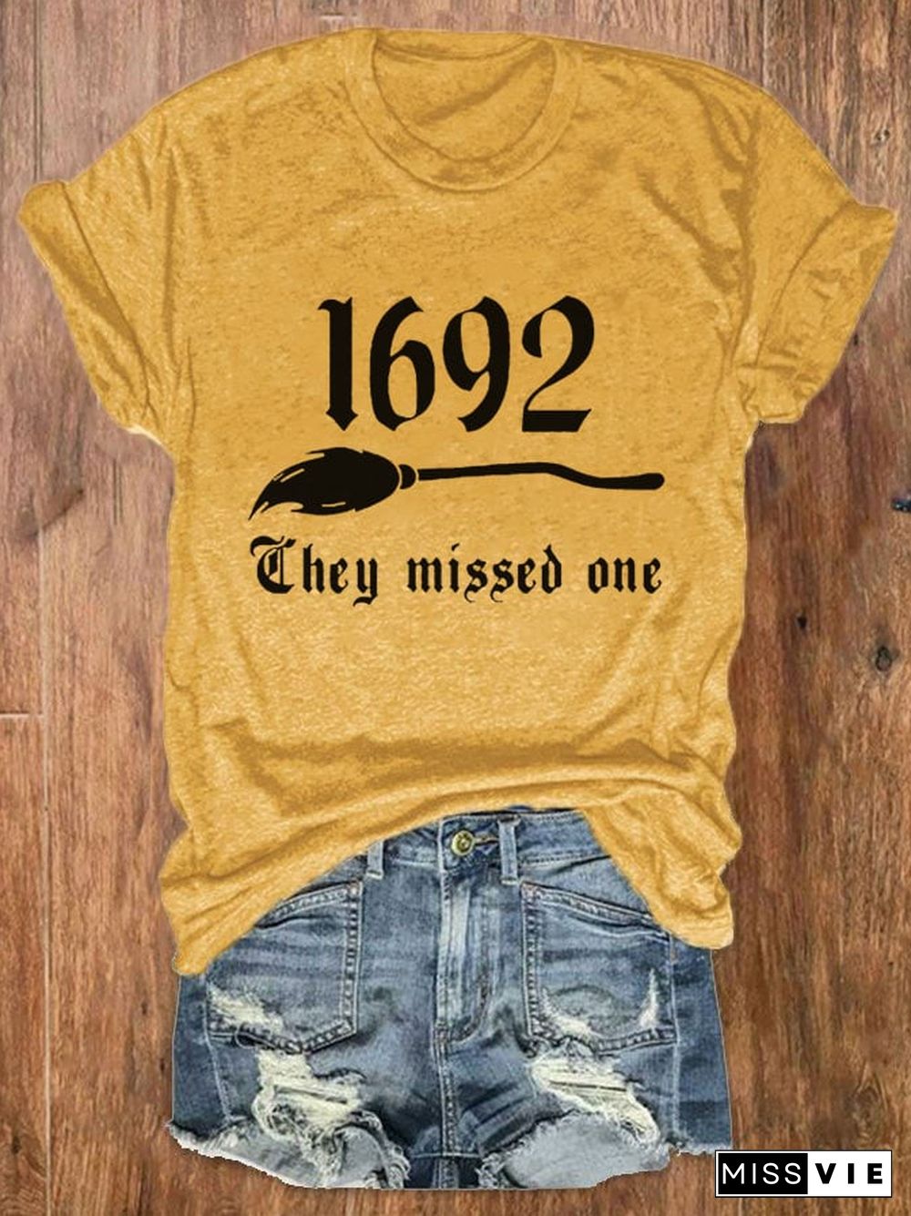 Women's 1692 They Missed One Salem Witch Print Crew Neck T-Shirt