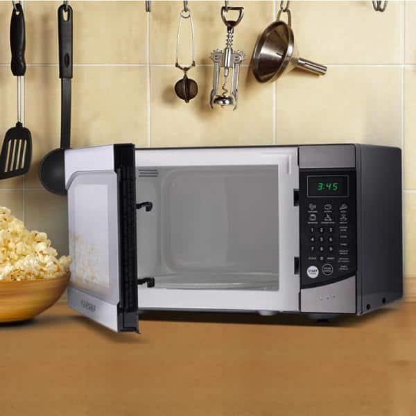 Commercial CHEF 09 cu ft Countertop Microwave Stainless and Black