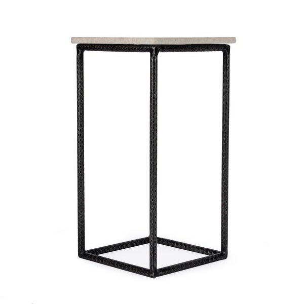 Mabel Marble and Hammered Iron Accent Table