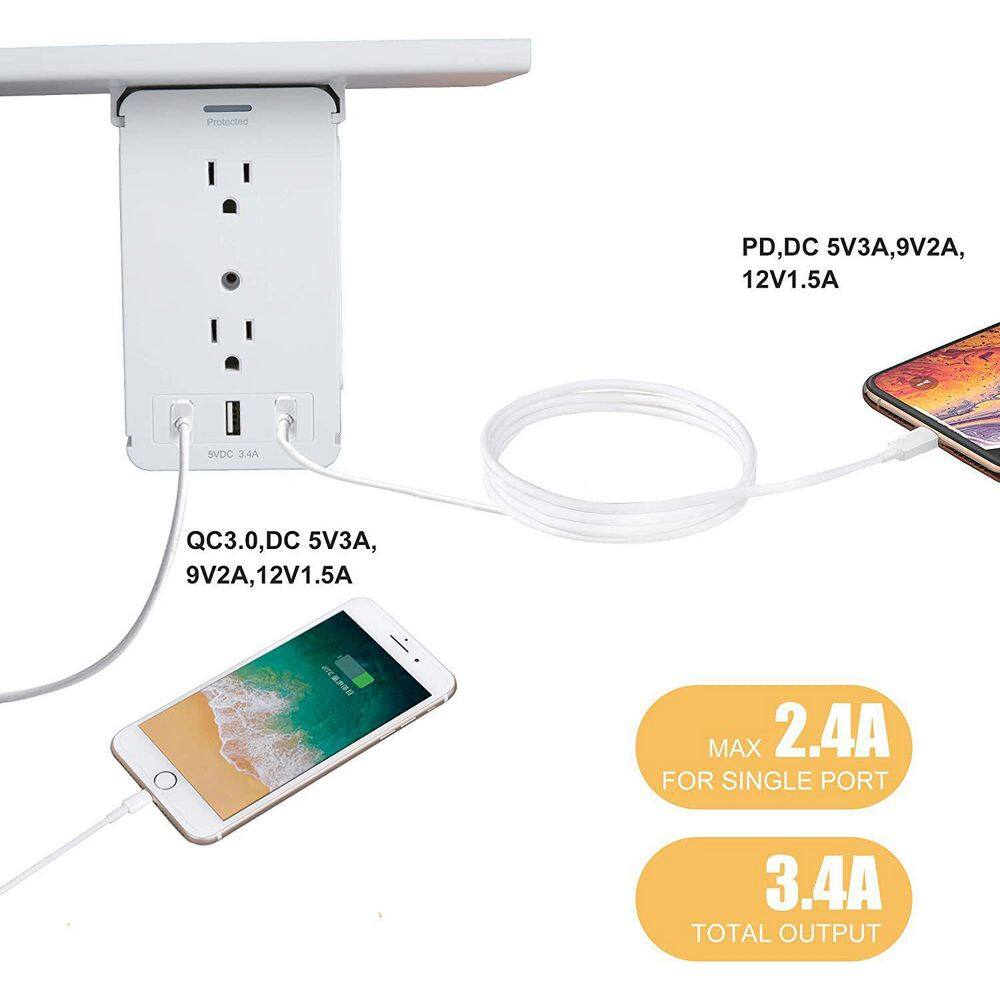 8-Outlet Wall Outlet Extende Surge Protector Multi-Functional Outlet Wall Plug (2-Pack) Bos-CYD0-XQYU