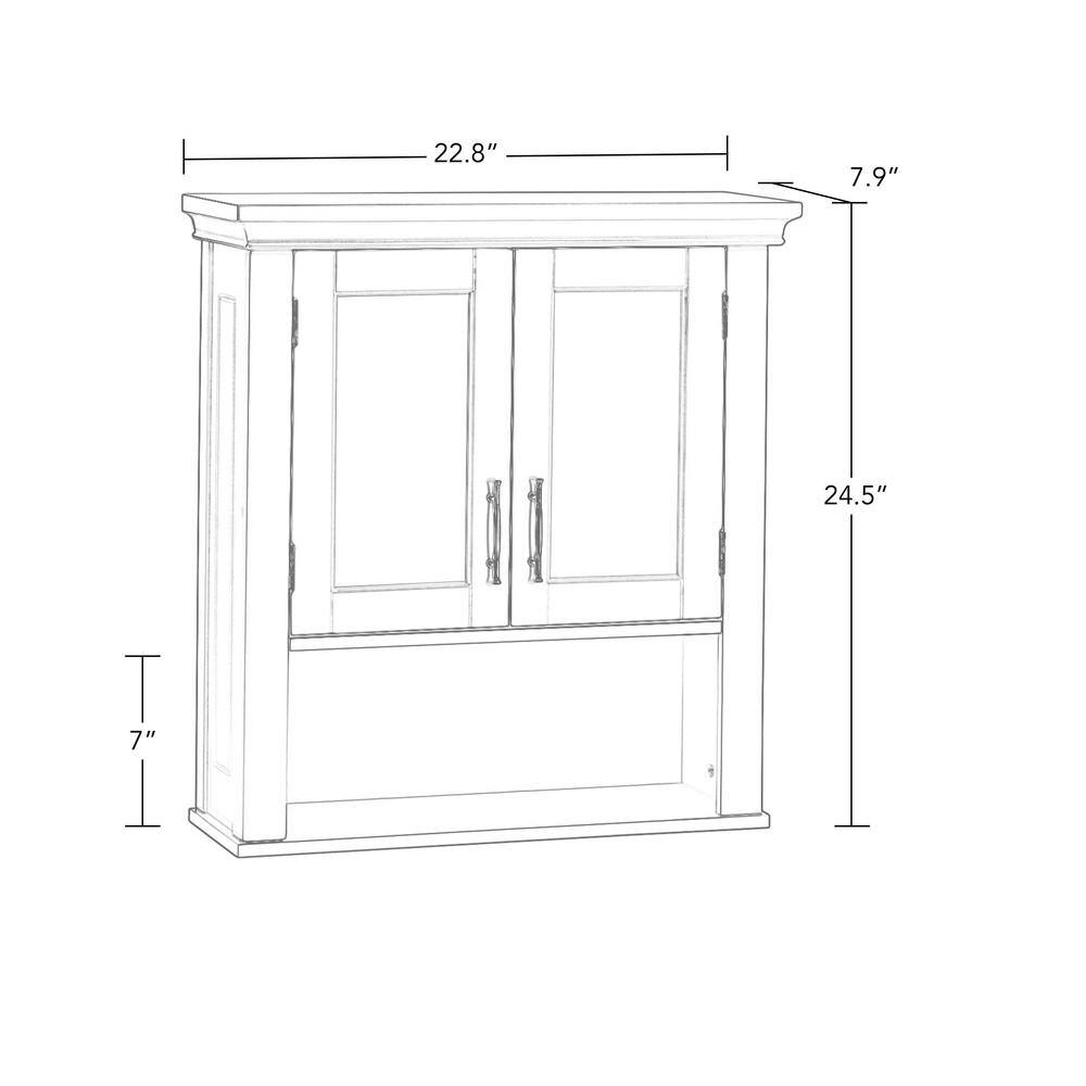 RiverRidge Home Somerset Collection 22.88 in. W x 24.38 in. H x 7.88 in. D 2-Door Wall Cabinet in White 06-039