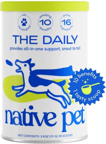 Native Pet The Daily Super Supplement for Dogs for Mobility， Energy， Gut， Skin and Coat