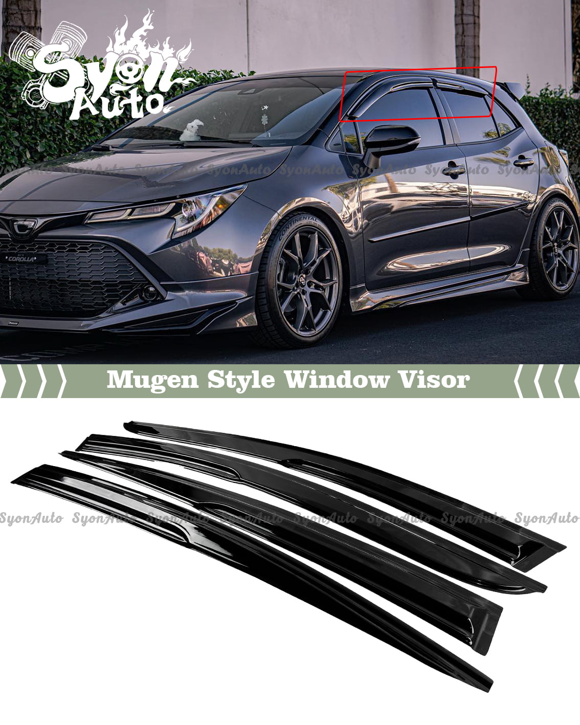 FITS 2019-2022 TOYOTA COROLLA HATCHBACK JDM MUGEN STYLE WINDOW VISOR RAIN GUARD VENT DEFLECTOR