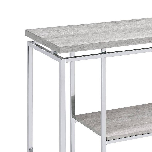 Chafik Accent Table Natural Oak chrome Acme Furniture