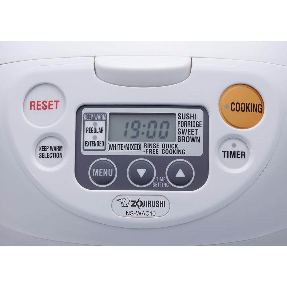 Zojirushi Micom 5-Cup Cool White Rice Cooker and Warmer with Built-In Timer NS-WAC10WD