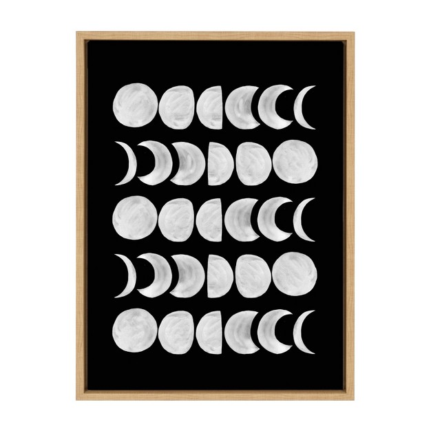 Kate And Laurel Sylvie 901 Moon Phases White On Black Framed Canvas By Teju Reval Of Snazzyhues