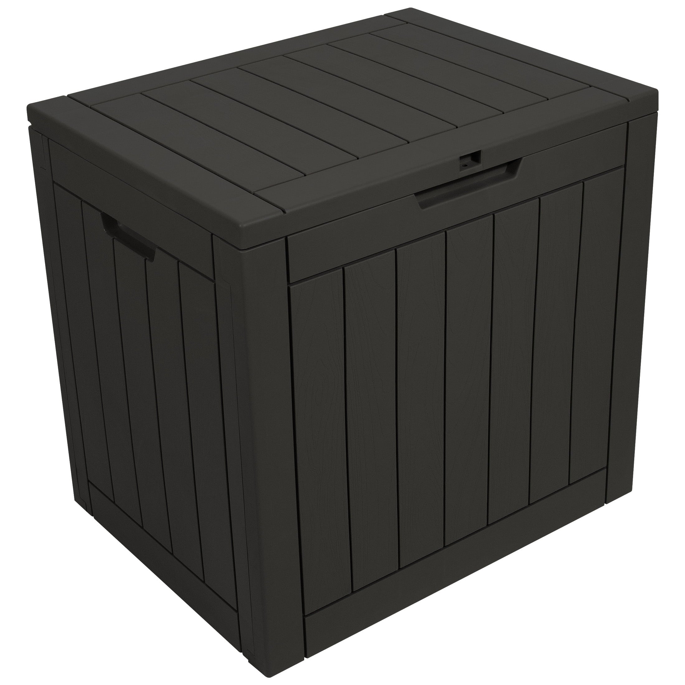 LJC 31 Gallons Square Plastic Deck Box, Dark Brown