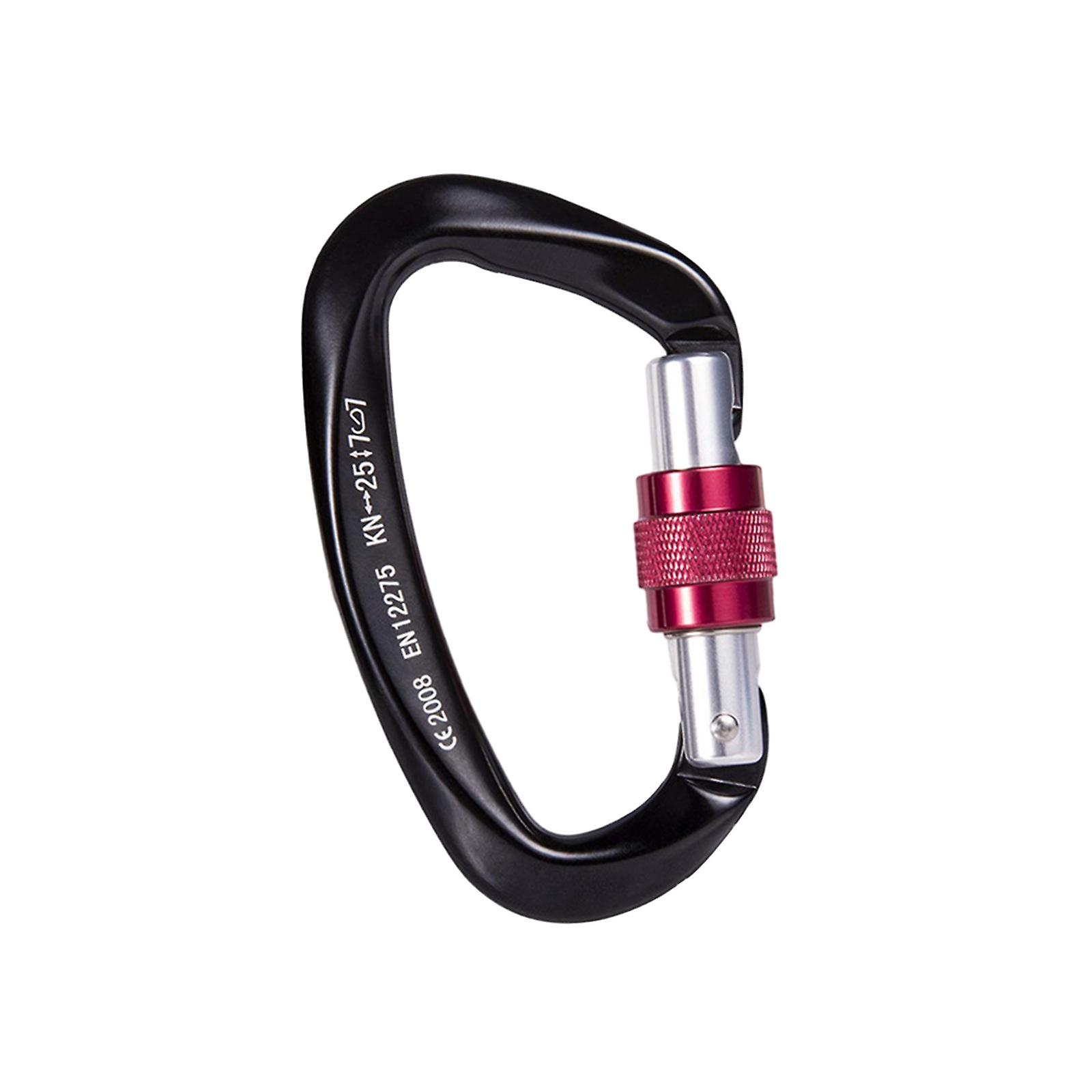 D Shaped Carabiner Buckle Small Carabiner Clip For Rappelling Caving Camping Black