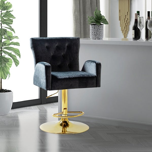 Swivel Adjustable Height Bar Stool with Footrest