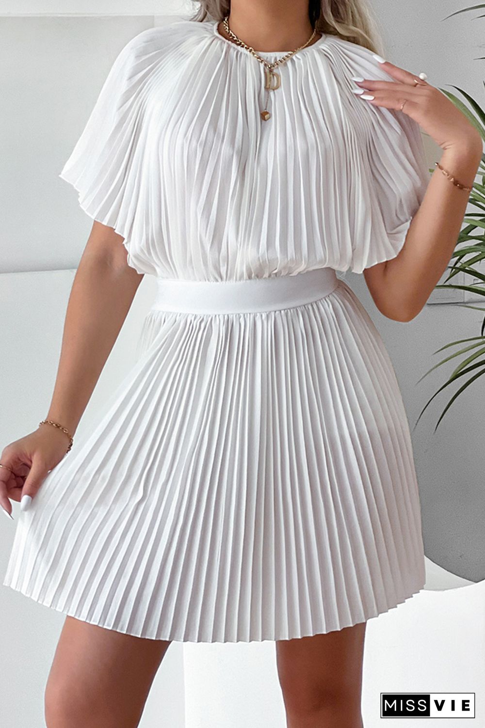 Bat sleeve Short Sleeve Ruched dress