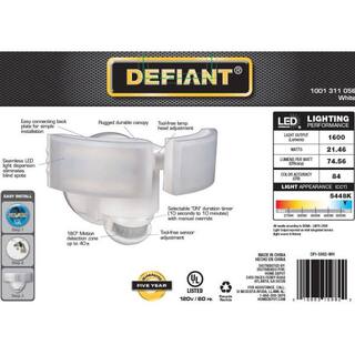 Defiant 125 Watt Equivalent 1600 Lumen 180 Degree White Motion Sensing Dusk to Dawn SMD LED Flood Light (1-Pack) DFI-5982-WH