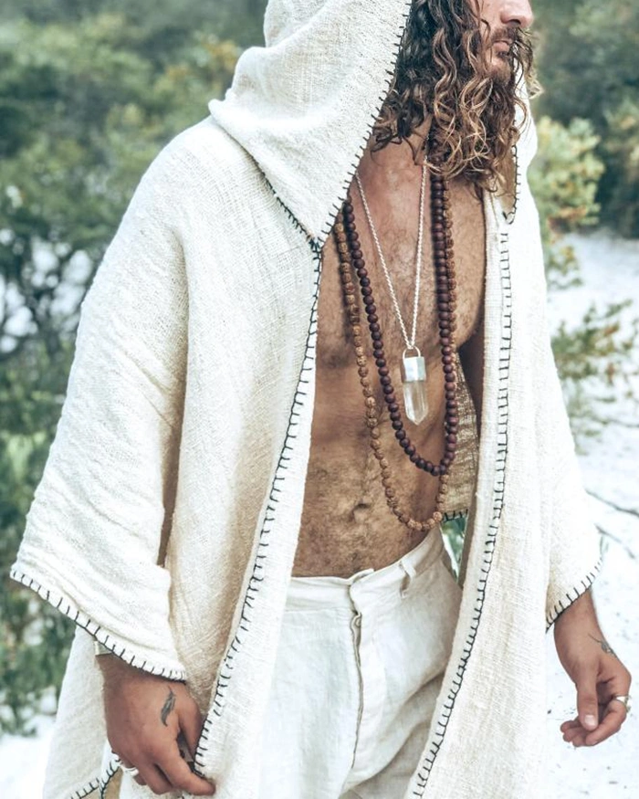 Men's loose plus size casual hooded tassel robe