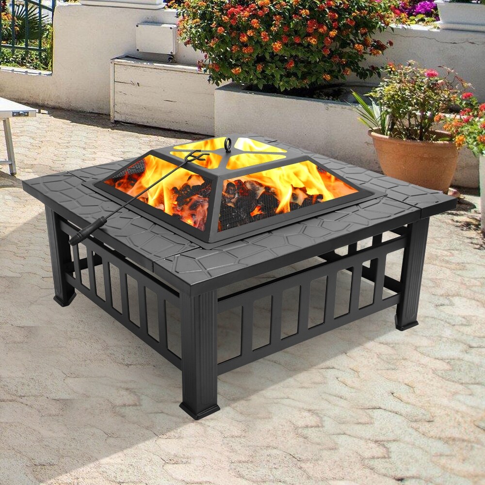 Metal Portable 32 inch Courtyard Fire Pit with Accessories