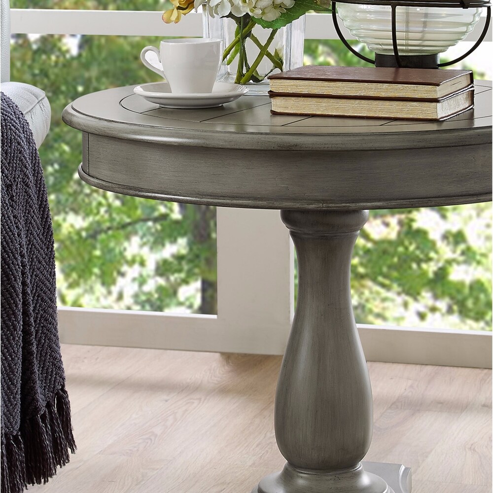 Copper Grove Sierra Round Wood Pedestal Side Table