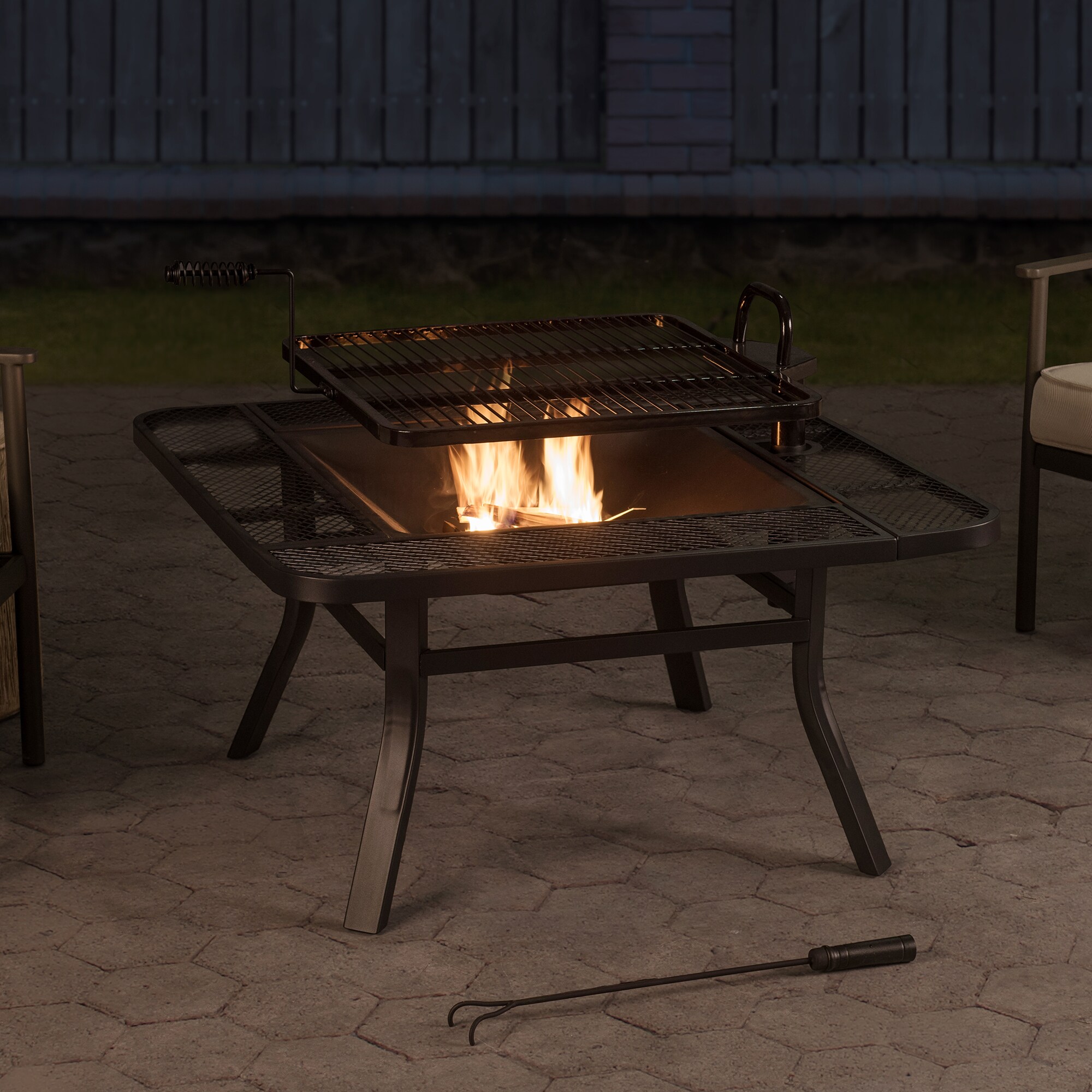 Sunjoy A301027100 38-in W Black Steel Wood-Burning Fire Pit