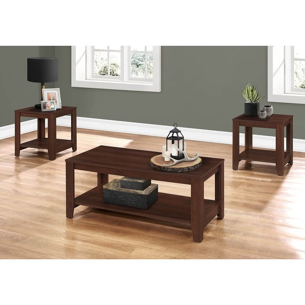 Offex 3Pc Contemporary Living Room Occasional Table Set - Cherry